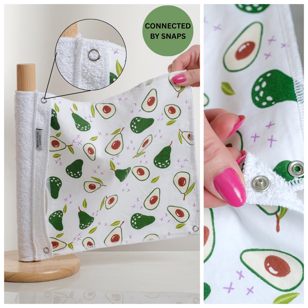 Reusable Kitchen Roll with Snap Fasteners 10 Pack