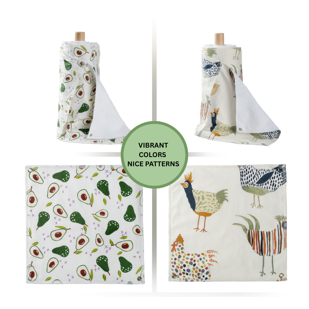 Reusable Kitchen Roll with Snap Fasteners 10 Pack