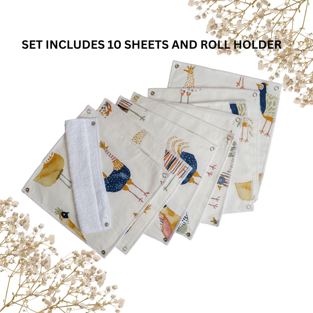 Reusable Kitchen Roll with Snap Fasteners 10 Pack