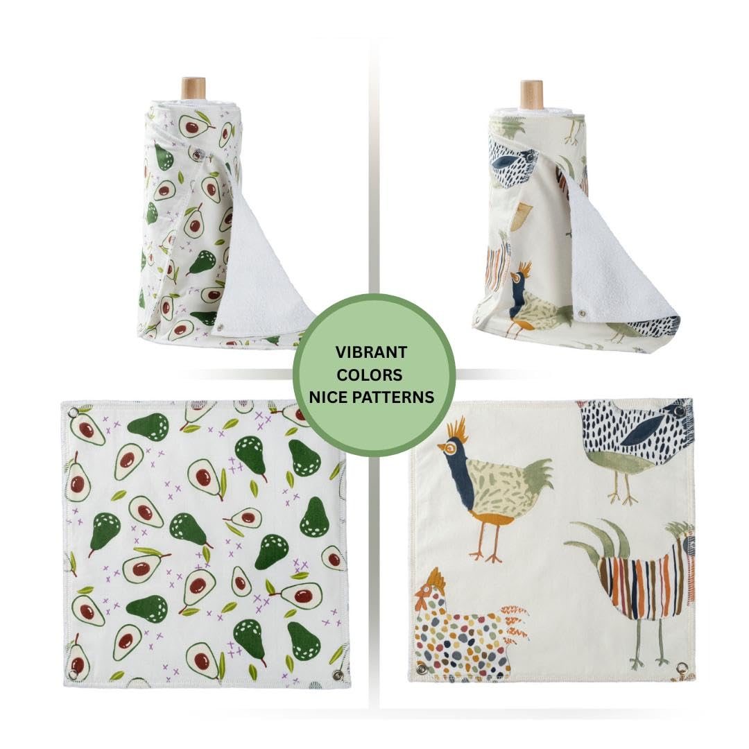 Reusable Kitchen Roll with Snap Fasteners 10 Pack