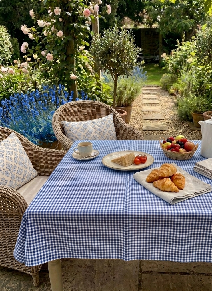 Gingham Check Tablecloth – 170 x 140 cm Cotton Blend