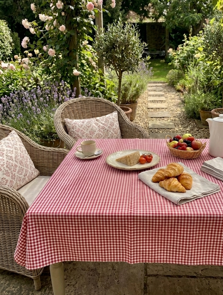 Gingham Check Tablecloth – 170 x 140 cm Cotton Blend